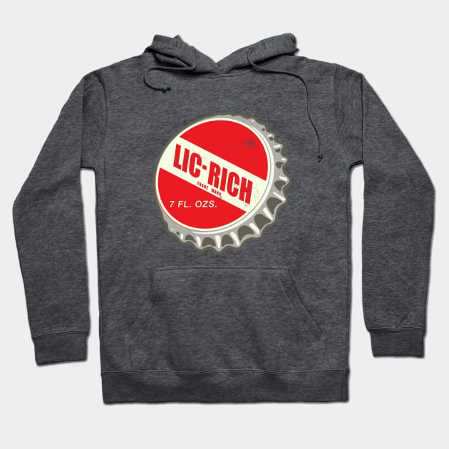 Vintage Lic Rich Licorice Soda Bottlecap Hoodie by StudioPM71